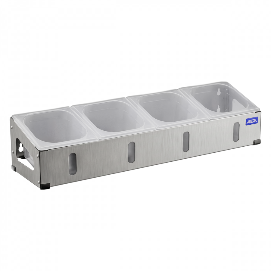 Condimentadora Pizzarola Inox 4 Cubas Acrílico Tampa Individual - Aisa